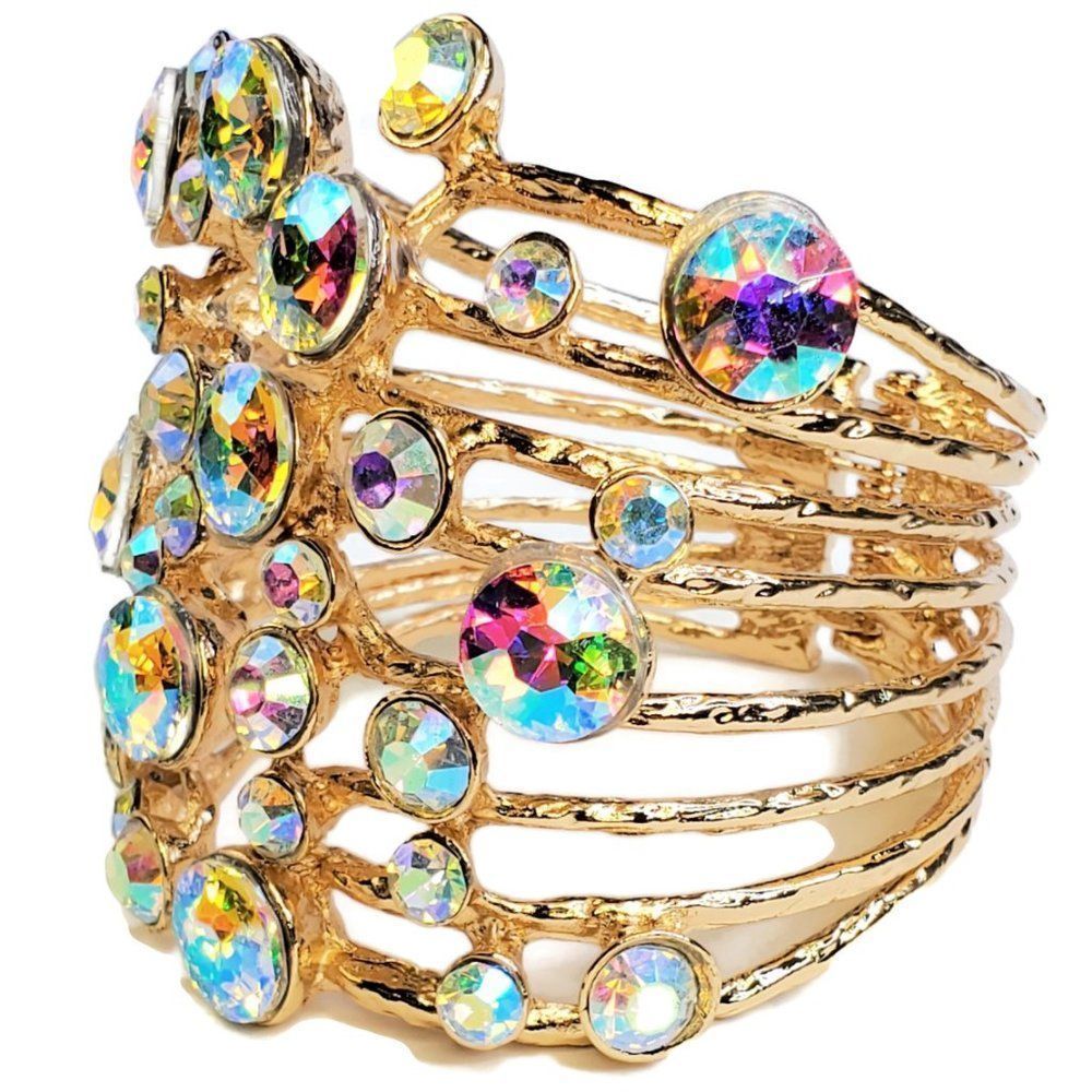 Embellished Stone Hinged Cuff Bracelet - image 6